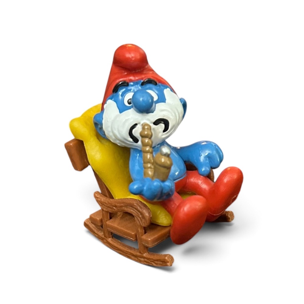 Vintage Super Smurf Papa Smurf in Rocking Chair Set 40228 Complete